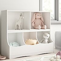 Modern Kids Toy Organizer Shelf with Storage Bins – White Wooden Organizer for Toys & Books Modern Kids Toy Organizer Shelf with Storage Bins – White Wooden Organizer for Toys & Books