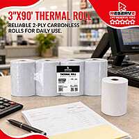 Thermal Roll Carbonless 2PT 3" x 90' Reserve 10/5