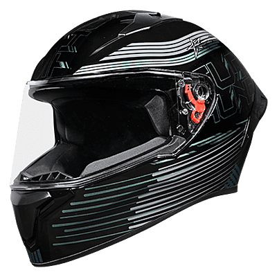 STUDDS THUNDER D11 BLACK CHAMELEON N1 C/V (L) WITH SPOILER AND MIRROR VISOR