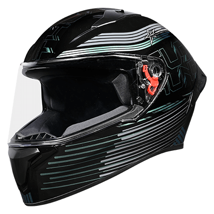 STUDDS THUNDER D11 BLACK CHAMELEON N1 C/V (L) WITH SPOILER AND MIRROR VISOR