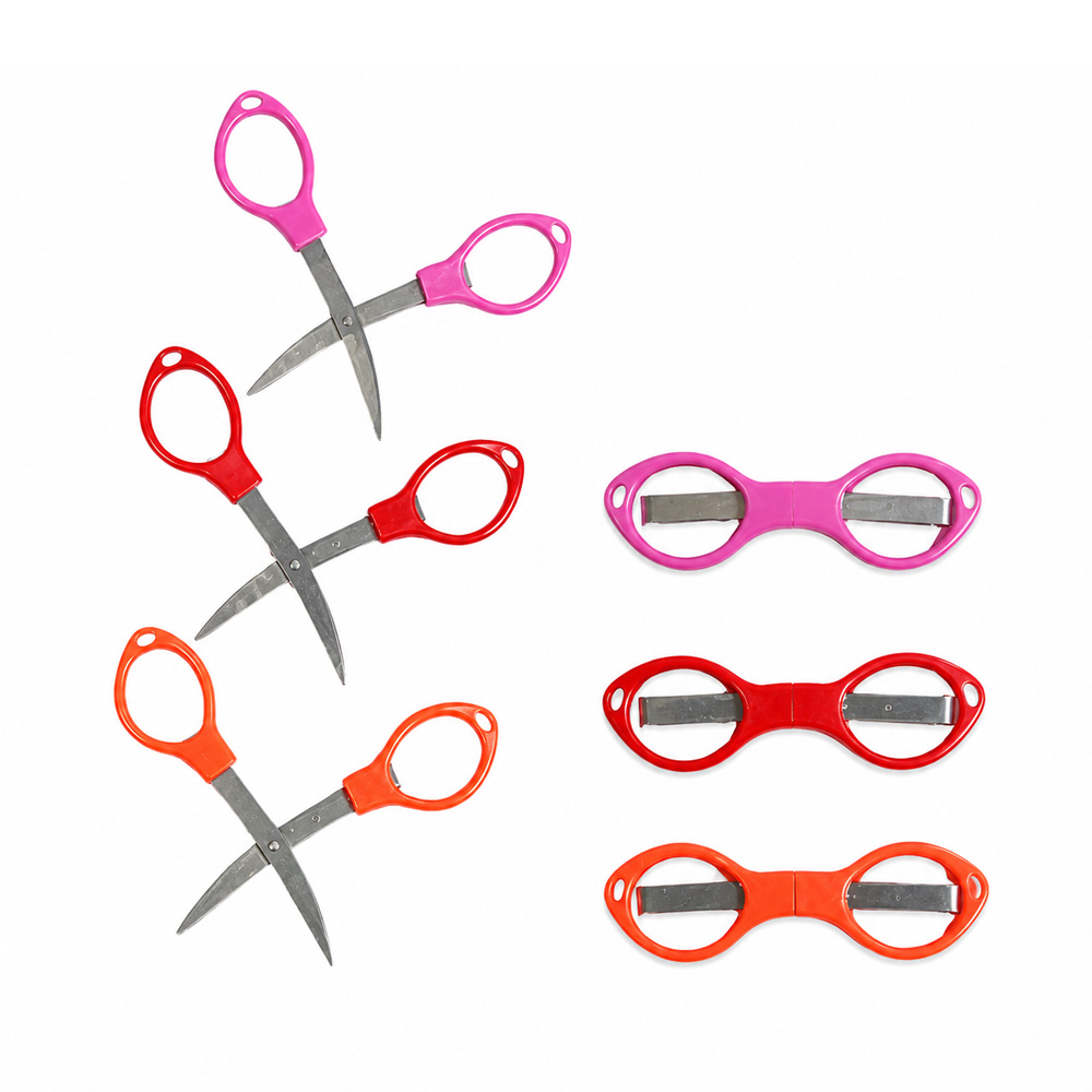 Tijera Plegable Viajera Rojo-Rosado-Naranja Paquete por 12 Unidades Tijera Plegable Viajera Rojo-Rosado-Naranja Paquete por 12 Unidades