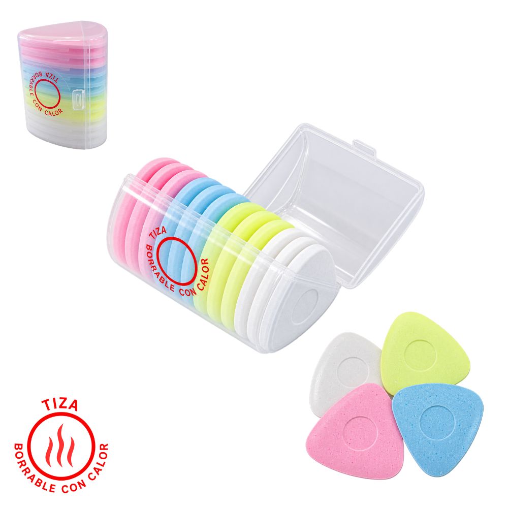 Tiza Modisteria Caja Plastica Borrable con Calor Multicolor Paquete x 12 Unidades