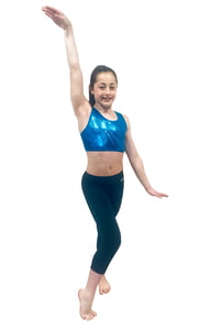 OCEAN BLUE SHINY FOIL CROP TOP