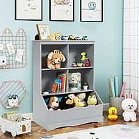 Kids Wooden Toy Storage Organizer with Bookshelf – Grey | Toy Rack for Kids Room Kids Wooden Toy Storage Organizer with Bookshelf – Grey | Toy Rack for Kids Room