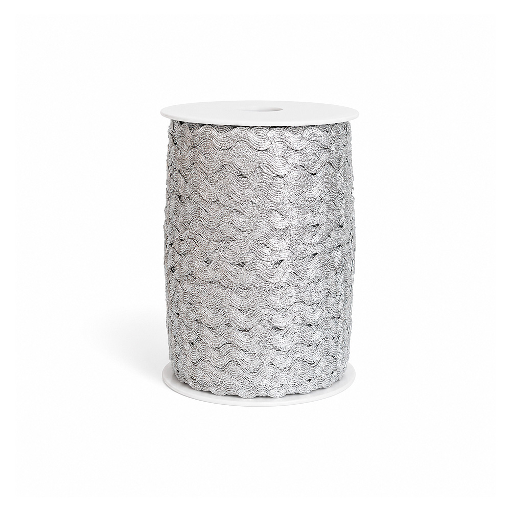 Trenza  Zig Zag M-206 Plateado Rollo X 144 Yardas