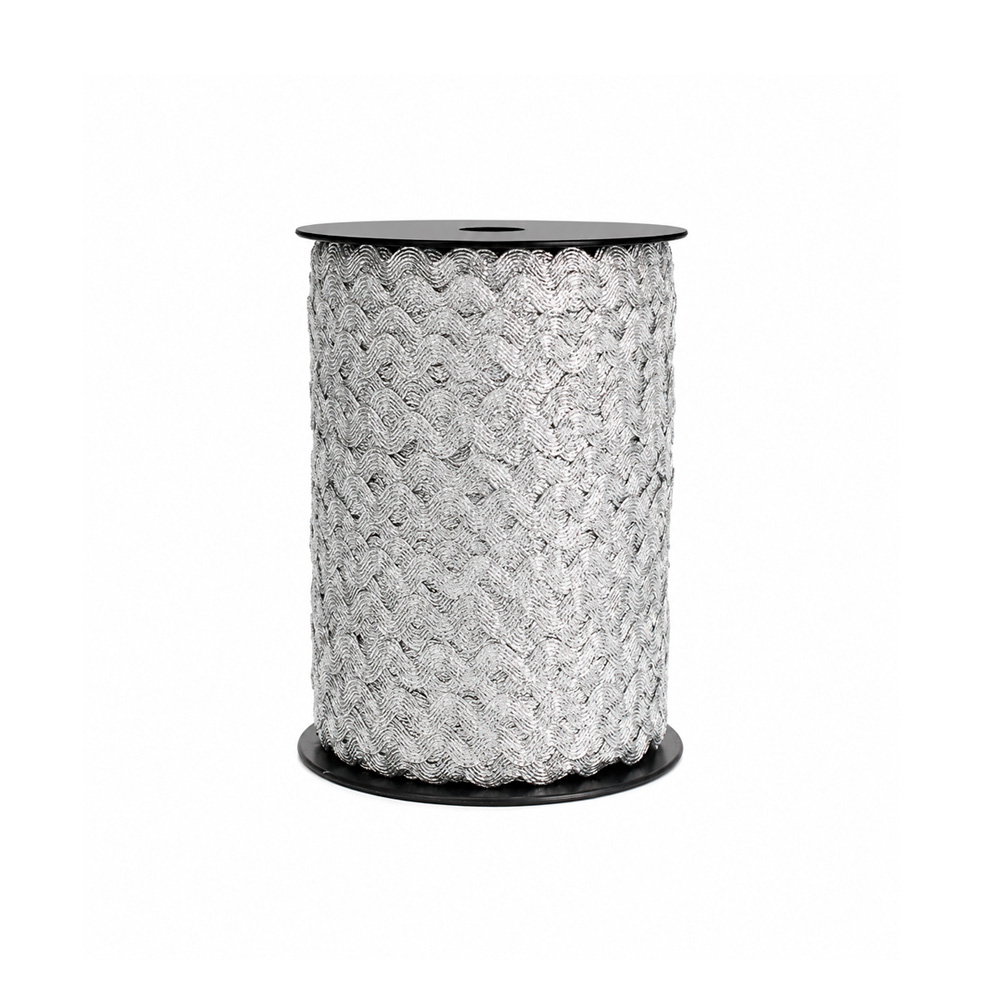 Trenza Zig Zag M-208 Plateado Rollo X 144 Yardas Trenza Zig Zag M-208 Plateado Rollo X 144 Yardas
