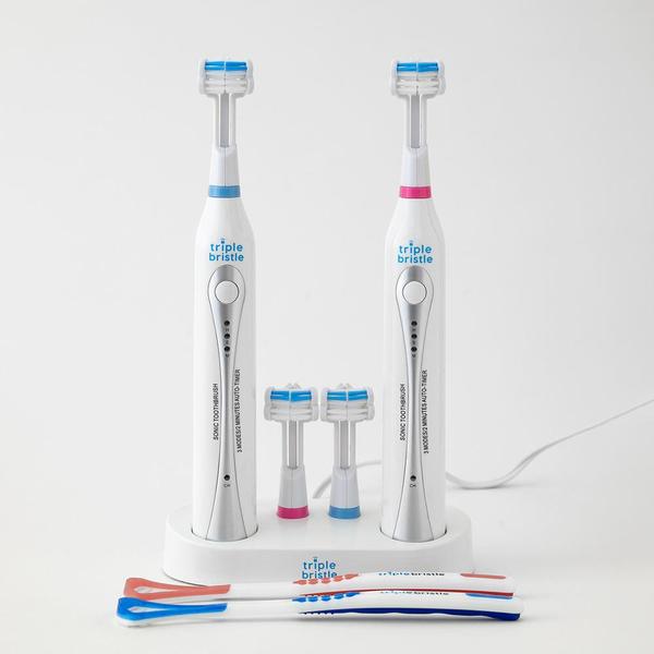 Juego de cepillos de dientes recargables Triple Bristle ™ Sonic Duo