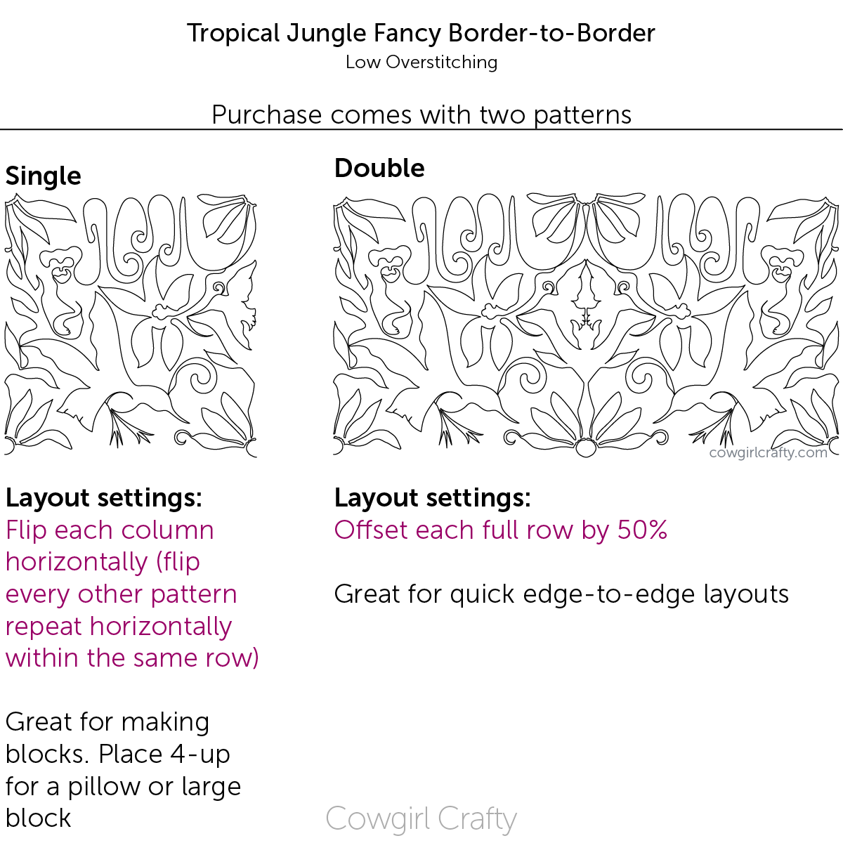 Tropical Jungle Fancy Border-to-Border | Digital Longarm Quilting Patter