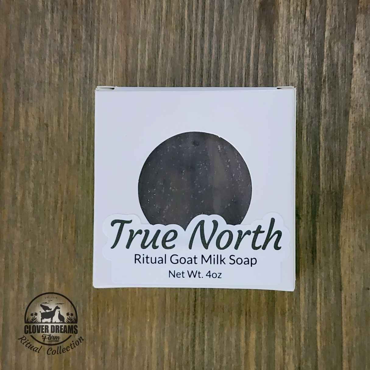 True North Ritual Goat Milk Soap Bar in its white window box True North Ritual Goat Milk Soap Bar in its white window box