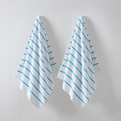 Turquoise Blue Stripe Pool and Beach Towel