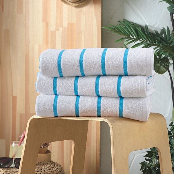 Turquoise Blue Stripe Pool and Beach Towel