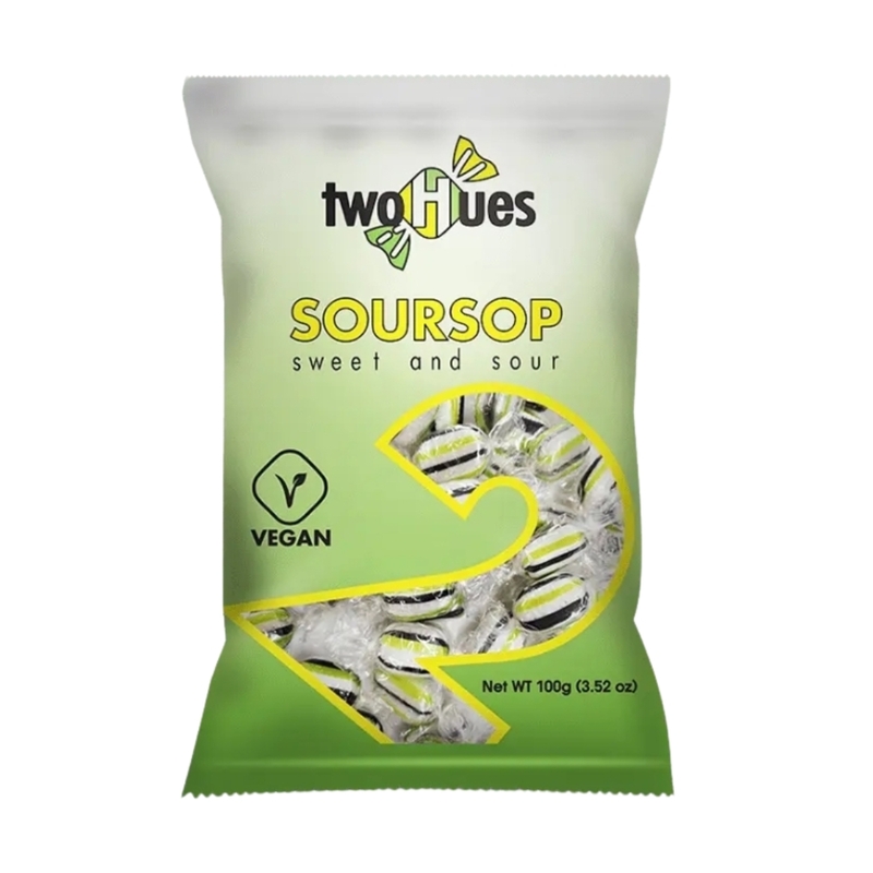 10038     Two Hues Soursop Sweet & Sour (Tropical) Candy 100g X 12