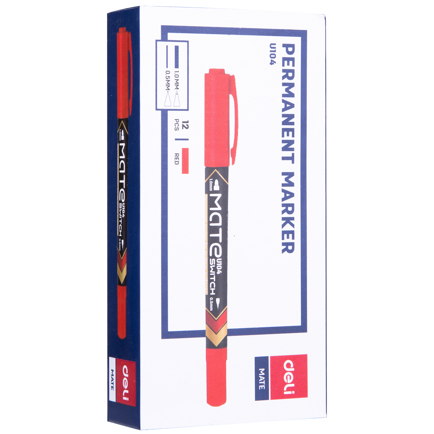 DELI U10440 MATE TWIN-TIP PERM MARKER RED