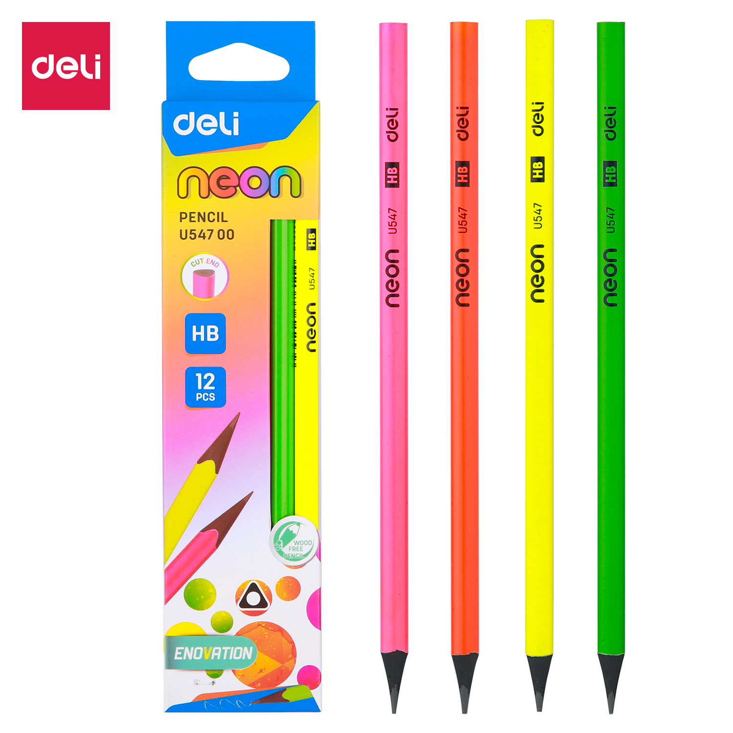 DELI U547 ENOVATION NEON HB PENCILS