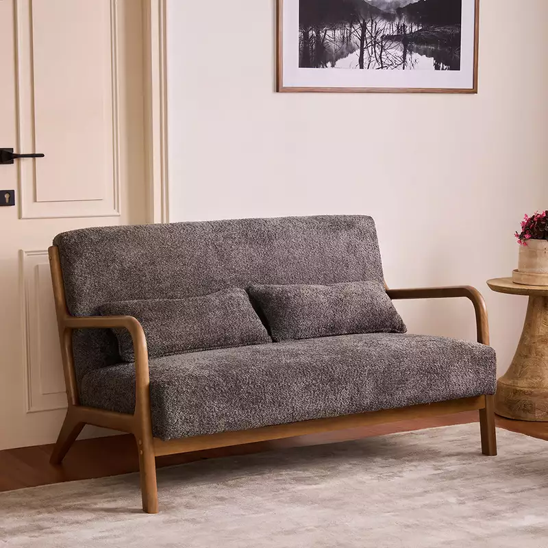 Leo 2-Seater Fabric Sofa Grey