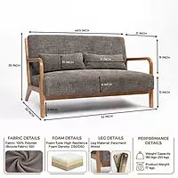 Leo 2-Seater Fabric Sofa Grey