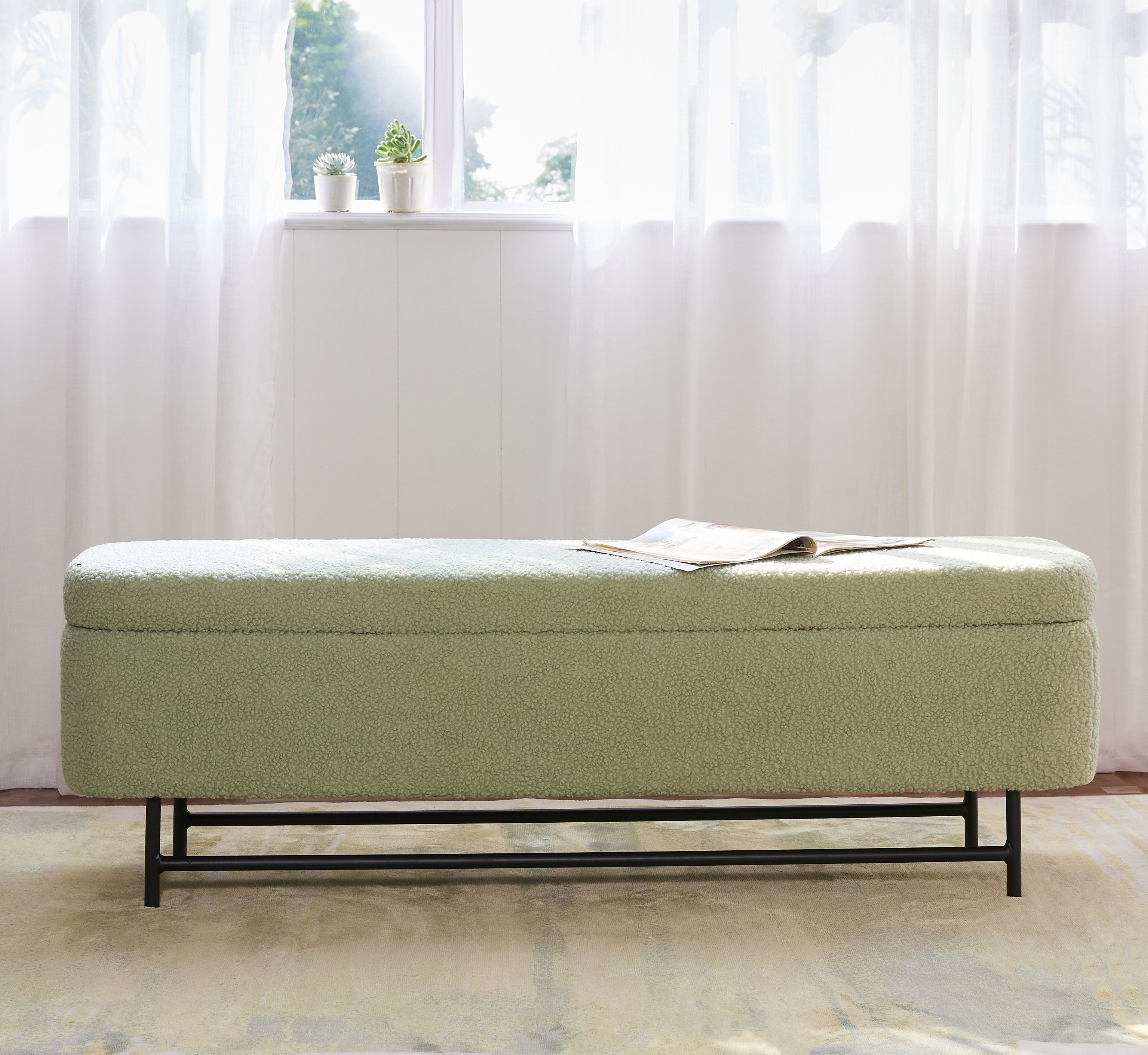Emma Bedside Storage Bench Light Green