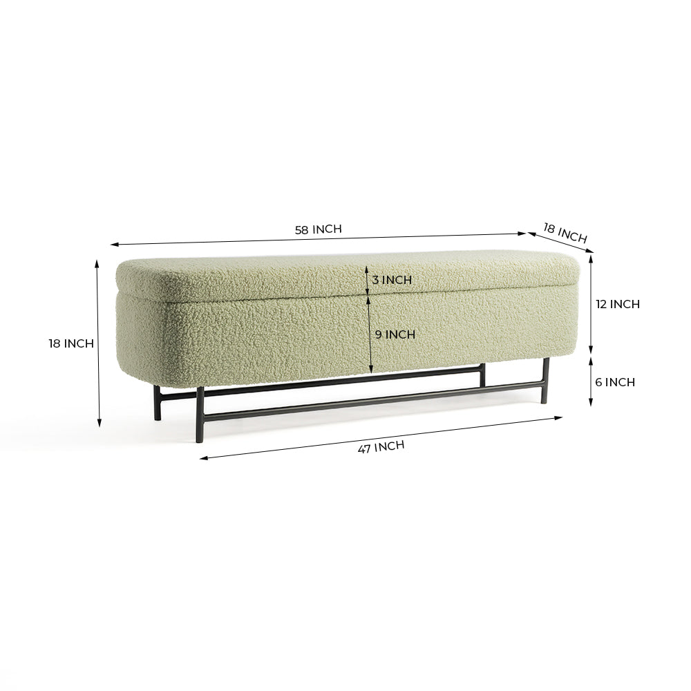 Emma Bedside Storage Bench Light Green