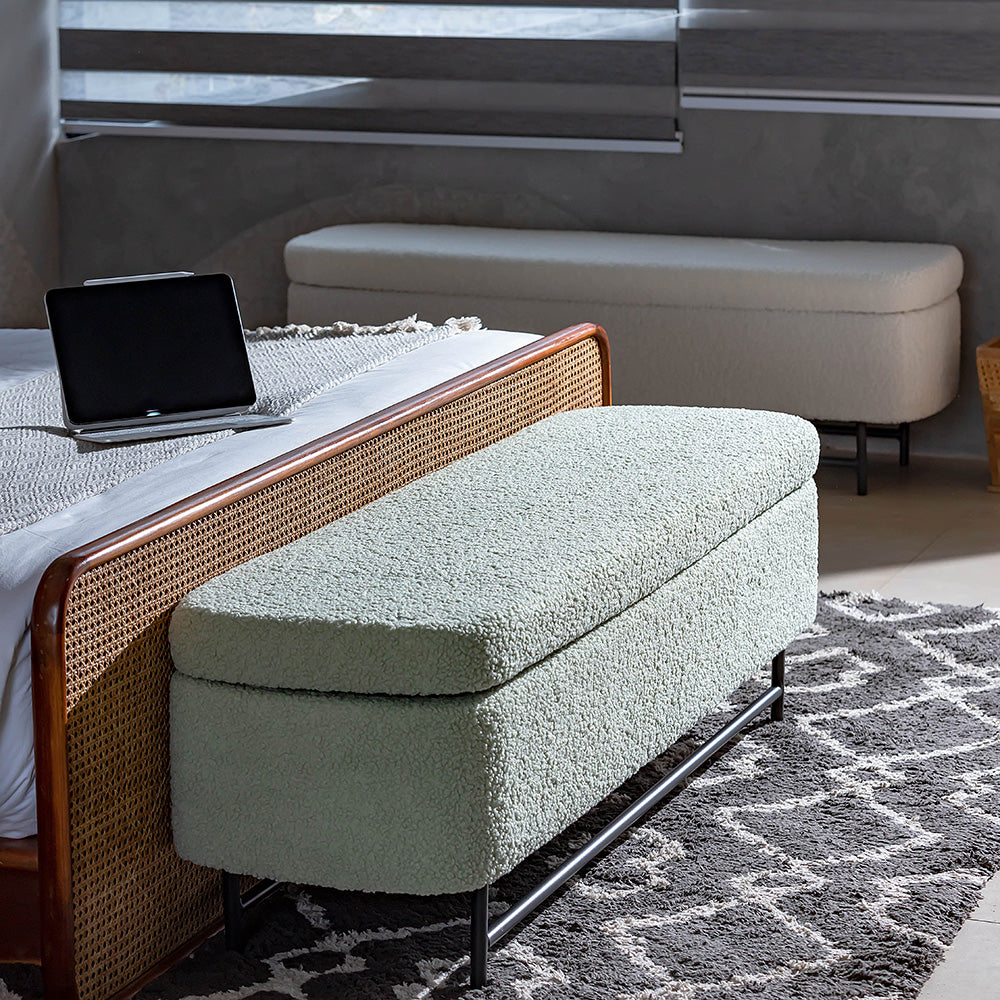Emma Bedside Storage Bench Light Green