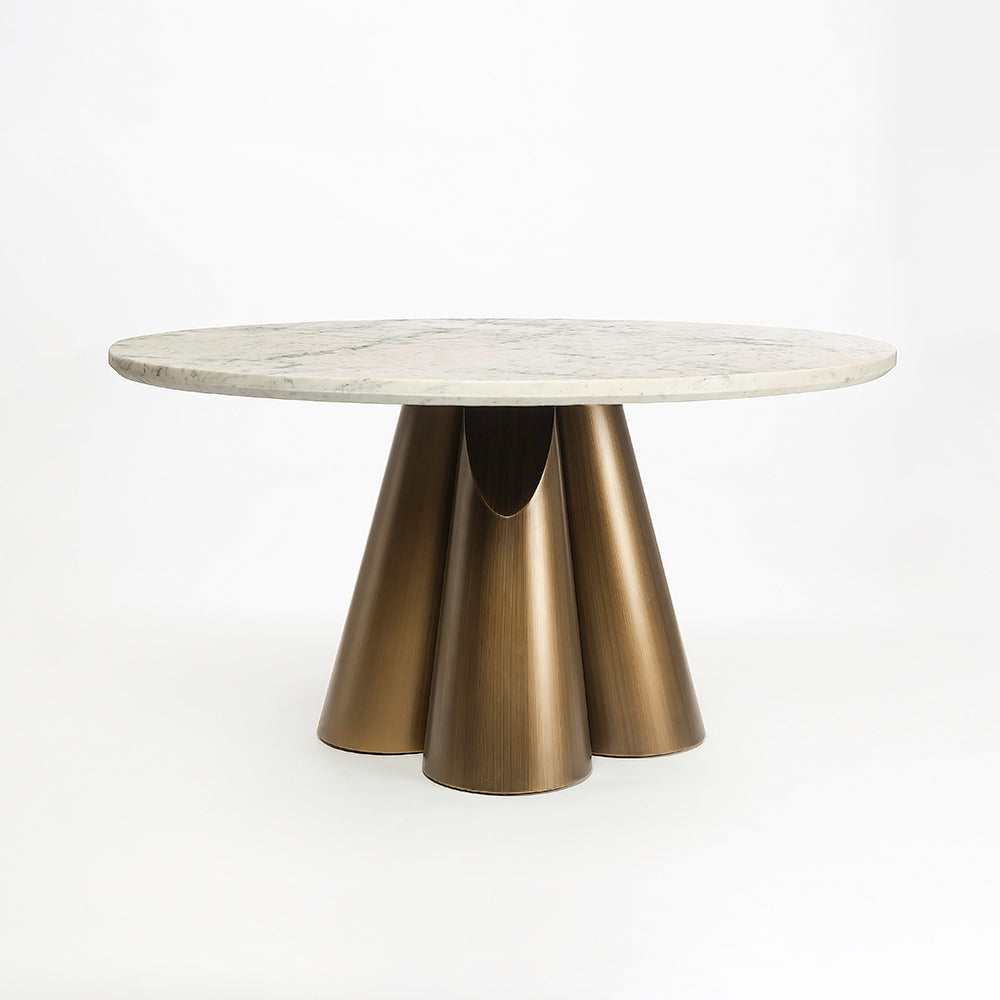 Ottone Round Marble Top Brass base Dining Table