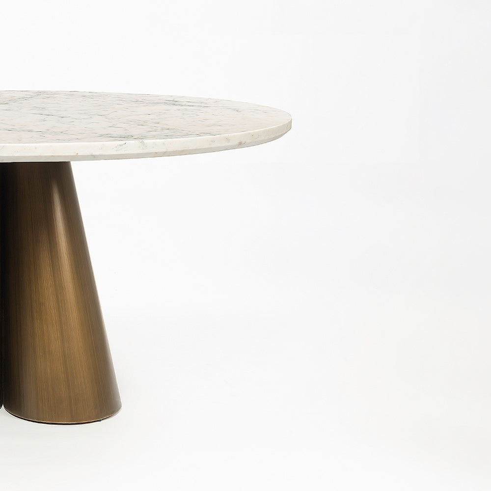 Ottone Round Marble Top Brass base Dining Table