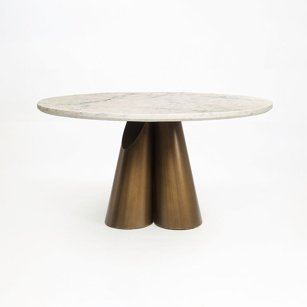 Ottone Round Marble Top Brass base Dining Table