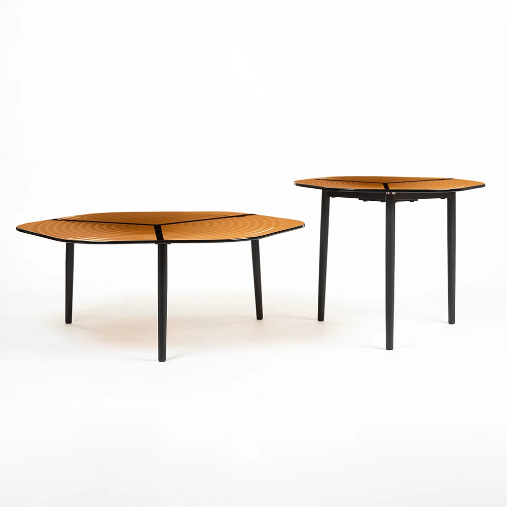 Concentric Hexagon Glass Coffee Table Set