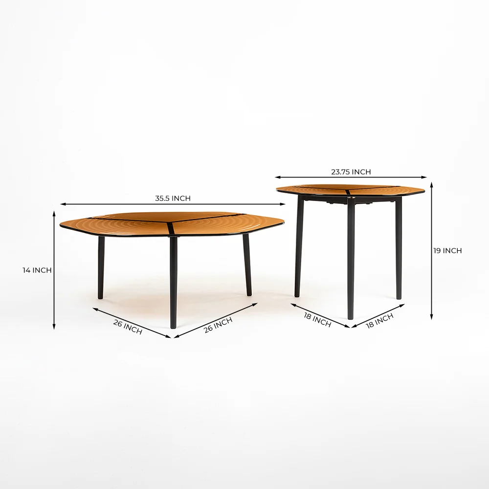 Concentric Hexagon Glass Coffee Table Set