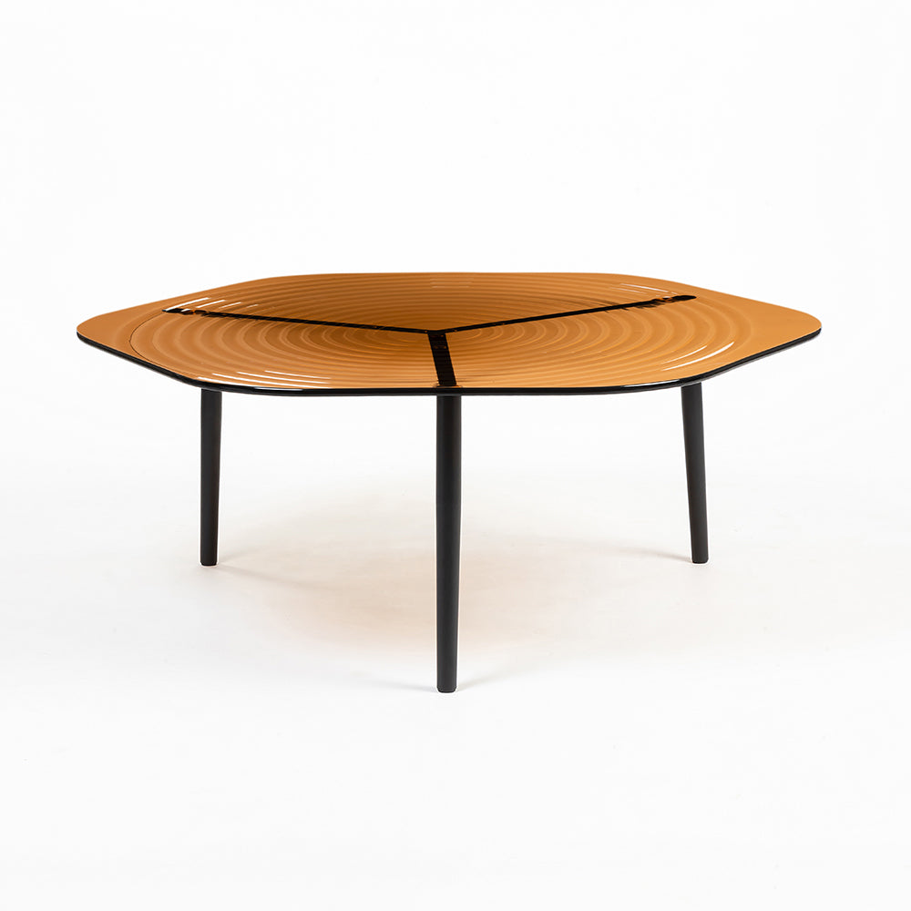 Concentric Hexagon Glass Coffee Table Set