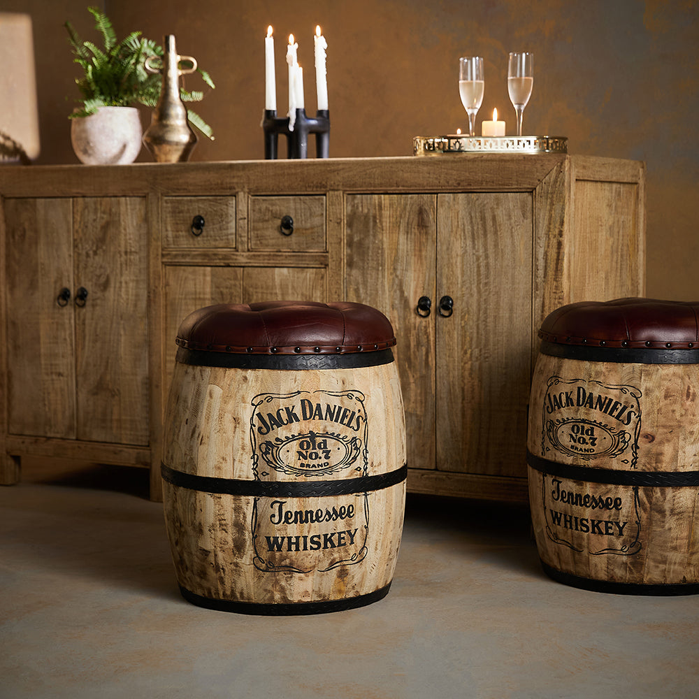 Whiskey Barrel Ottoman with Storage