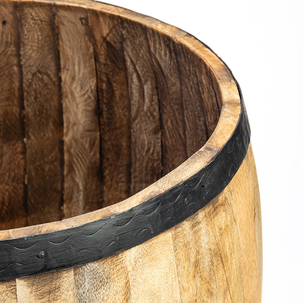 Whiskey Barrel Ottoman with Storage