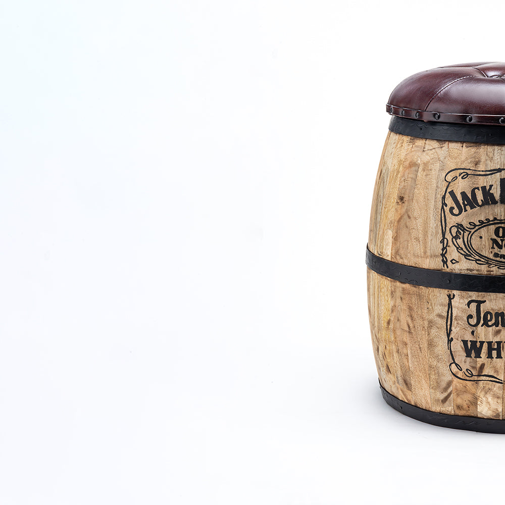 Whiskey Barrel Ottoman with Storage