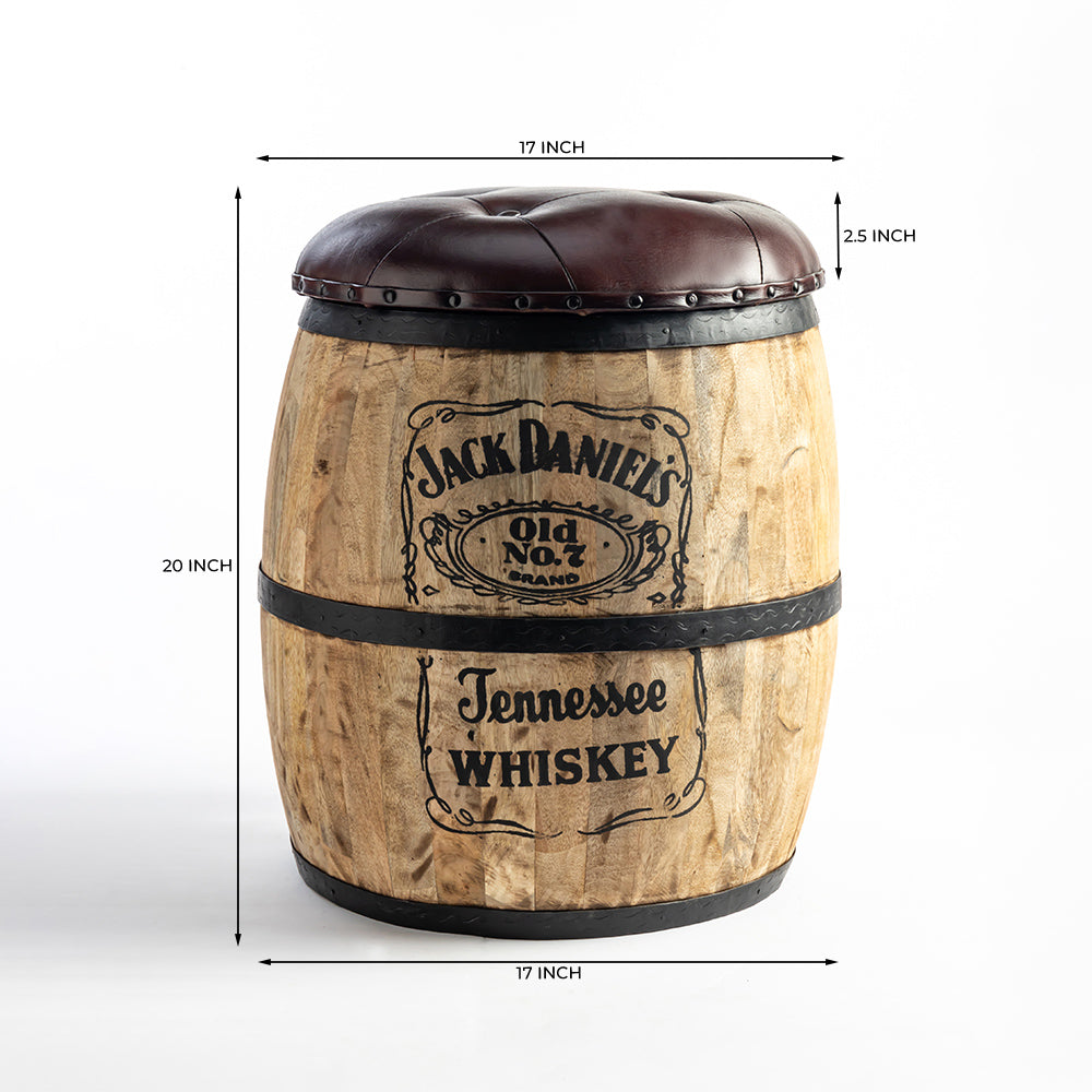 Whiskey Barrel Ottoman with Storage