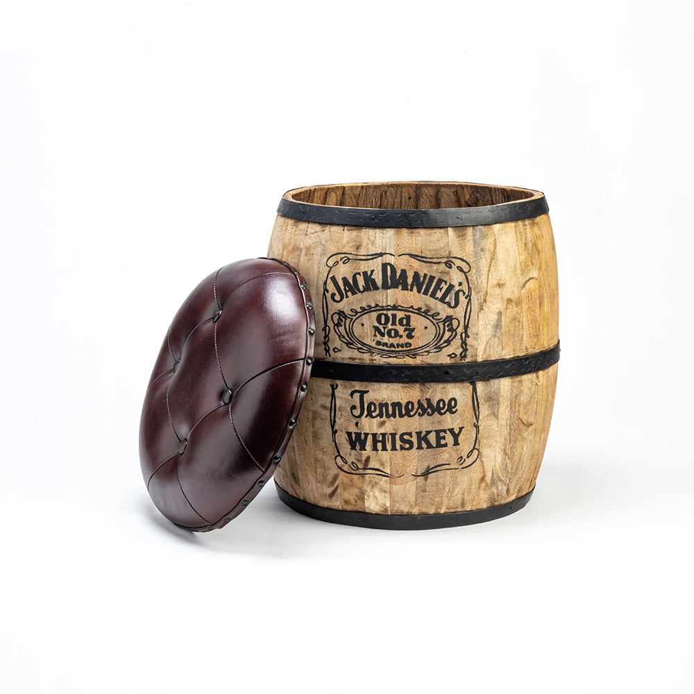 Whiskey Barrel Ottoman with Storage
