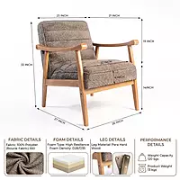 Sula Wooden Armchair Grey Bucle