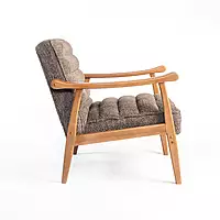 Sula Wooden Armchair Grey Bucle