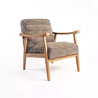 Sula Wooden Armchair Grey Bucle