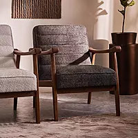 Sula Wooden Armchair Grey Bucle