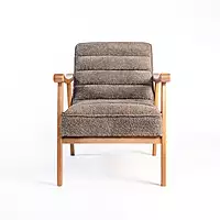 Sula Wooden Armchair Grey Bucle