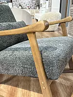 Sula Wooden Armchair Grey Bucle
