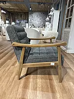 Sula Wooden Armchair Grey Bucle