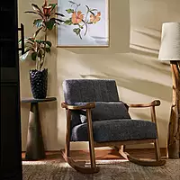 Taal Wooden Rocking Chair in Grey Bucle