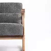 Taal Wooden Rocking Chair in Grey Bucle