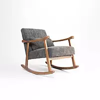 Taal Wooden Rocking Chair in Grey Bucle