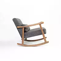 Taal Wooden Rocking Chair in Grey Bucle