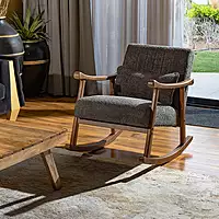 Taal Wooden Rocking Chair in Grey Bucle