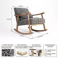 Taal Wooden Rocking Chair in Grey Bucle