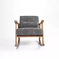 Taal Wooden Rocking Chair in Grey Bucle
