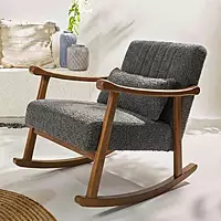 Taal Wooden Rocking Chair in Grey Bucle