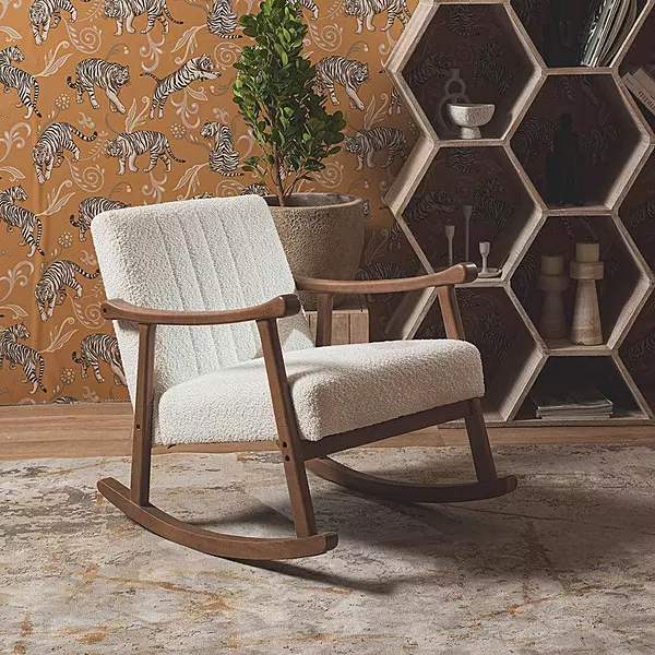 Taal Wooden Rocking Chair White Bucle